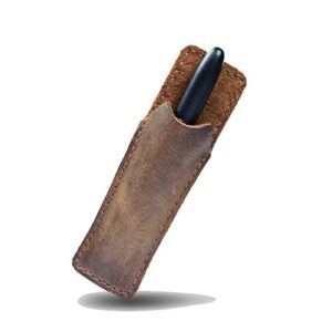 hide & drink, rustic leather space pen individual sleeve/office pouch for (3.75 in.) adjustable pens/work & office essentials handmade :: bourbon brown