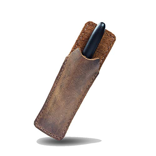 Hide & Drink, Rustic Leather Space Pen Individual Sleeve/Office Pouch for (3.75 In.) Adjustable Pens/Work & Office Essentials Handmade :: Bourbon Brown