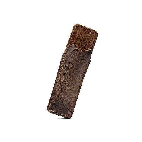 Hide & Drink, Rustic Leather Space Pen Individual Sleeve/Office Pouch for (3.75 In.) Adjustable Pens/Work & Office Essentials Handmade :: Bourbon Brown