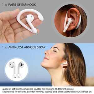 Airpods Case Pink,WQNIDE Airpods Accessories Set,12 in 1 Protective Silicone Cover and Skin for Apple Airpods Charging Case with Airpods Ear Hook Grips/Airpods Staps/Airpods Clips/Skin/Tips/Grips