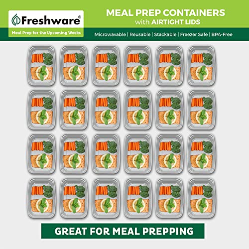 Freshware Meal Prep Containers [25 Pack] 1 Compartment Food Storage Containers with Lids, Bento Box, BPA Free, Stackable, Microwave/Dishwasher/Freezer Safe (28 oz)