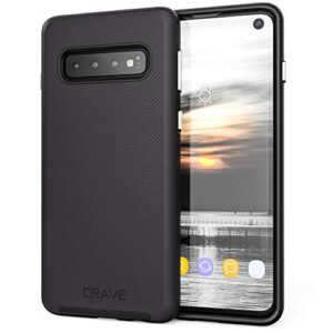 crave dual guard for samsung galaxy s10 case, shockproof protection dual layer case for samsung galaxy s10 - black