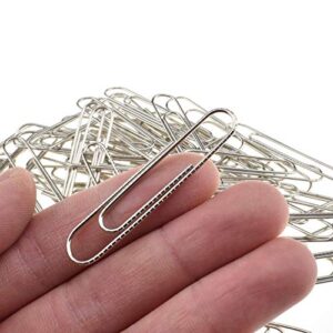 lqj pro paperclips nonskid large sturdy 2” length paper clips with ridges non skid heavy duty tight grip thick rust proof reusable metal bright silver for home office school 100 pack