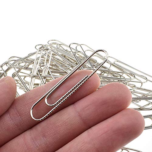 LQJ Pro Paperclips Nonskid Large Sturdy 2” Length Paper Clips with Ridges Non Skid Heavy Duty Tight Grip Thick Rust Proof Reusable Metal Bright Silver for Home Office School 100 Pack