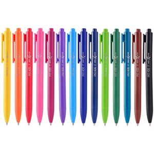 ParKoo Retractable Gel Ink Pens: 14 Assorted Colors 0.7mm Fine Point Tip Pen, Quick Dry Ink Smooth Writing Pens for Journaling Drawing Note Taking Sketching No Bleed & Smear