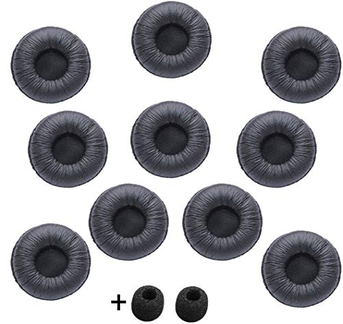 Bingle Ear Cushions Leatherette Spare Replacement for Plantronics Supra Plus Encore and Most Standard Size Office Telephone Headsets H251 H251N H261 H261N H351 H351N H361 H361N (10 Pack)(BEC-LTH10)
