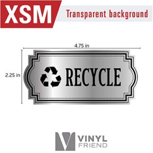 Recycle and Trash Logo Symbol - Elegant Golden Look for Trash Cans, Containers, and Walls - Laminated Vinyl Decal (XSmall, Silver - Elegant 2)