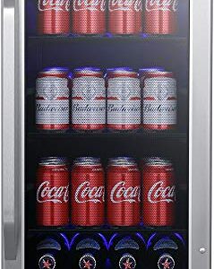 EdgeStar CBR902SG 15 Inch Wide 80 Can Built-In Beverage Cooler with Blue LED Lighting