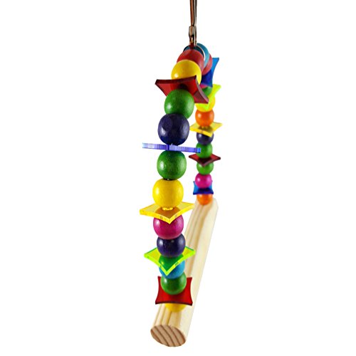 Colorful Wooden Bird Swing Toy Wood Parrot Perch Stand Play Gym for Small Parakeets Budgies Cockatiels Conures Cage Accessories Swings to Balance Exercise Training