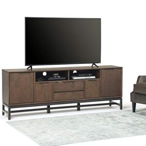 SIMPLIHOME Banting SOLID HARDWOOD 72 Inch Wide Industrial TV Media Stand in Walnut Brown for TVs up to 80 Inch, For the Living Room and Entertainment Center