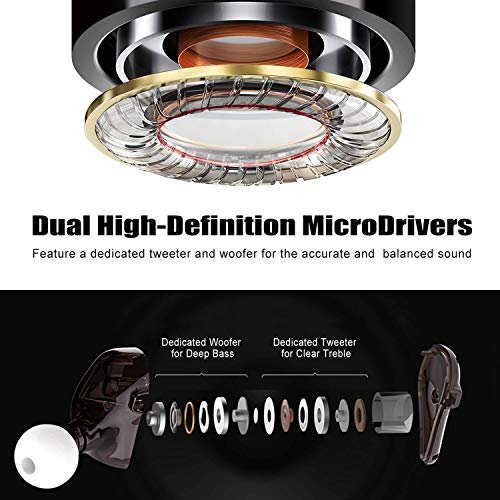 BASN High-Definition in Ear Monitor Headphones for Musicians with Detachable MMCX Earbuds; Dual Dynamic Drivers and Noise-Isolating (Brown)