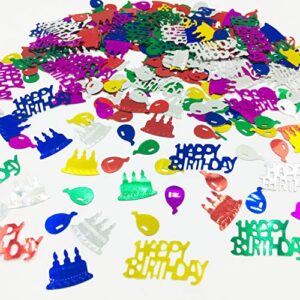 happy birthday confetti sprinkles table scatters for birthday party decoration diy arts and crafting metallic foil confetti-multi color 1.5 ounce/package