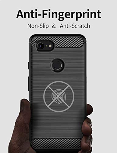 for Google Pixel 3 Case,Slim Thin Soft Skin Flexible TPU Rubber Gel Shock Absorption Anti-Scratch Lightweight Carbon Fiber Protective Cases Cover for Google Pixel 3 (Brushed Black)