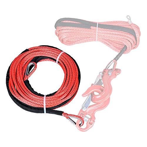 Astra Depot Red ATV UTV Synthetic Rope Extension 50ft 7500lbs Winch Line Cable with Thimbles