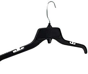 Hangon Recycled Plastic with Notches Shirt Hangers, 17 Inch, Black, 25 Pack