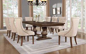 best quality furniture 7pc dining set (1 table + 6 chairs), walnut, beige