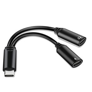 mxcudu usb c splitter, 2 in 1 usb c to usb c headphone adapter&pd fast charger usb c earphone dongle compatible with samsung galaxy s23/s22/s21/s21fe/s20fe, google pixel 7/7pro/6/6pro/5, ipad pro