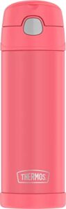 thermos funtainer 16 ounce stainless steel bottle, coral