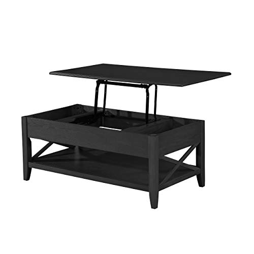 Christopher Knight Home Laurel Luke Farmhouse Faux Wood Lift Top Coffee Table, Black