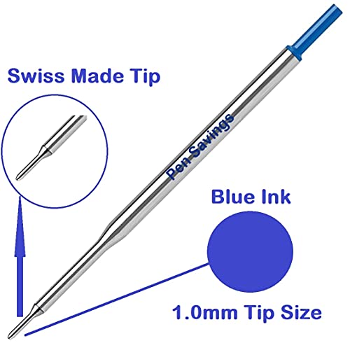 5 Pen Savings Ballpoint Pen Refills Compatible with Papermate Lubriglide, Aspire, PhD Pens, Medium Point, Bulk Packed (Blue)