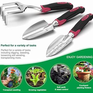 ESOW 11 Includes Hand, Transplant Trowel and Cultivator H Tool Set, 3 Piece Cast-Aluminum Heavy Duty Gardening Kit I, b