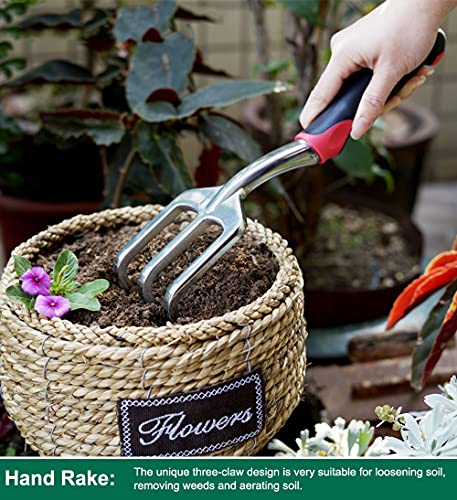 ESOW 11 Includes Hand, Transplant Trowel and Cultivator H Tool Set, 3 Piece Cast-Aluminum Heavy Duty Gardening Kit I, b