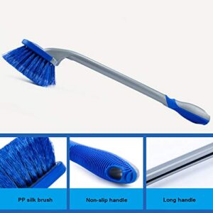 3pcs/Set Blue Long Brush for Rims and Tires Brush for Car Tire Brushes for Cleaning Wheels Wash Brush with Handle Supplies Special Tools for Auto Wash Brush Motorcycle Accessory Offroad Cleaning Pole