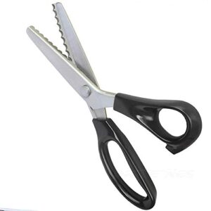 Fabric Pinking Shears Craft Scissors，Serrated Scalloped stainless Steel Handled Professional Sewing black Scissors, Scissors for Leather , Tailoring, Paper Crafts Hand shears etc. (Scalloped10mm)