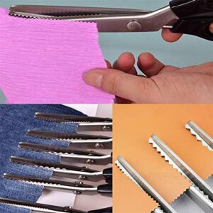 Fabric Pinking Shears Craft Scissors，Serrated Scalloped stainless Steel Handled Professional Sewing black Scissors, Scissors for Leather , Tailoring, Paper Crafts Hand shears etc. (Scalloped10mm)