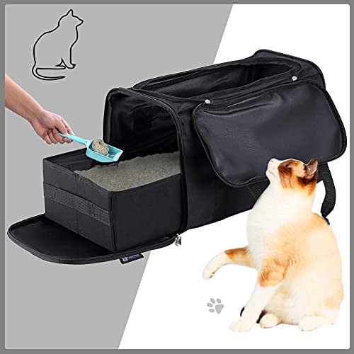 Portable Cat Litter Box Black,2In 1 Travel Litter Box,Cat Litter Box for Travel,Foldable Cat Travel Litter Box Light Weight