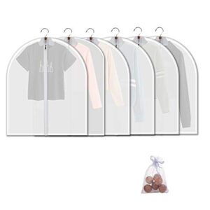 allhom small size garment bags - set of 6 translucent 31 inch hanging clothing bags with cedar balls, for boy girls’ sweater, hoodies, shorts
