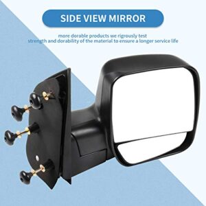 ECCPP Passenger Side Mirrors, Right Rear View Mirrors fit 2003-2013 For Ford E-150 E-250 2004-2013 For Ford E-350 E-450 Super Duty E-450 Econoline Black Manual Folding