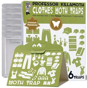 clothes moth traps 6 pack | child and pet safe | no insecticides | premium attractant | protect clothes, sweaters, wool, carpet | safe moth killer