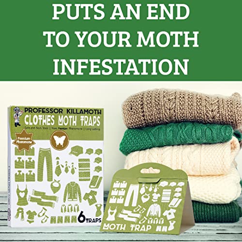 Clothes Moth Traps 6 Pack | Child and Pet Safe | No insecticides | Premium Attractant | Protect Clothes, Sweaters, Wool, Carpet | Safe Moth Killer