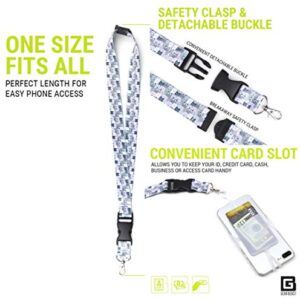 Gear Beast Purple Universal Cell Phone Lanyard Case - Compatible with iPhone & Galaxy, Faux Leather, Card Slot, Soft Neck Strap, Breakaway Clasp & Detachable Clip