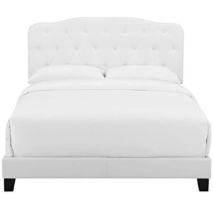 Modway Amelia Tufted Faux Leather Upholstered Full Platform Bed in White