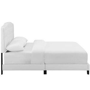 Modway Amelia Tufted Faux Leather Upholstered Full Platform Bed in White