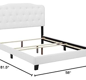 Modway Amelia Tufted Faux Leather Upholstered Full Platform Bed in White