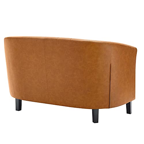 Modway Prospect Upholstered Contemporary Modern Loveseat In Tan Faux Leather