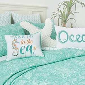 C&F Home Octopus Ocean Beaded Pillow Sealife Decor Decoration Throw Pillow for Couch Chair Living Room Bedroom 14 x 22 Seafoam