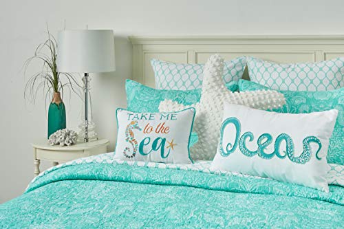C&F Home Octopus Ocean Beaded Pillow Sealife Decor Decoration Throw Pillow for Couch Chair Living Room Bedroom 14 x 22 Seafoam