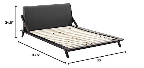 Modway Luella Upholstered Fabric Queen Sled Platform Bed Frame With Headboard In Cappuccino Gray