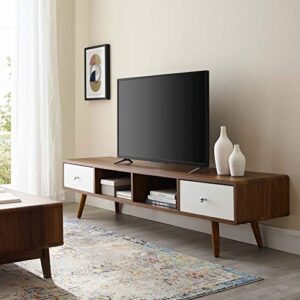modway transmit 70" media console wood tv stand, 70 inch, walnut white