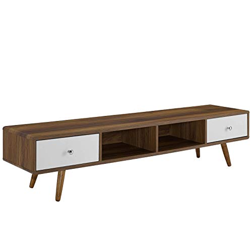 Modway Transmit 70" Media Console Wood TV Stand, 70 Inch, Walnut White