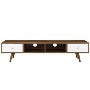 Modway Transmit 70" Media Console Wood TV Stand, 70 Inch, Walnut White