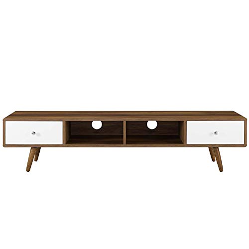 Modway Transmit 70" Media Console Wood TV Stand, 70 Inch, Walnut White