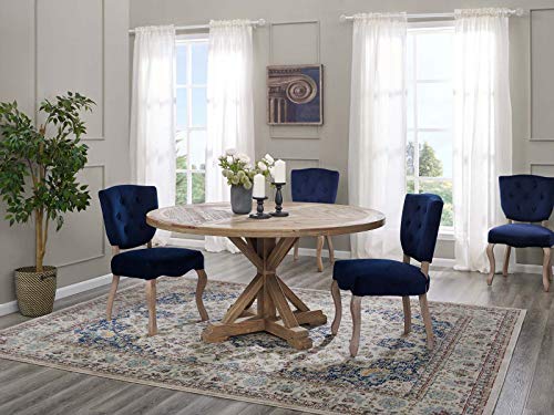 Modway Stitch 59" Rustic Farmhouse Wood Round Kitchen and Dining Room Table, Brown