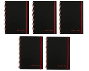 black n' red twin wire poly cover notebook, 8-1/4 x 5-7/8 inches, black/red, 70 ruled sheets (c67009) (5)