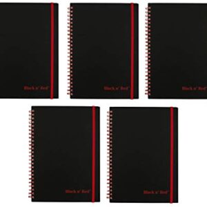 Black n' Red Twin Wire Poly Cover Notebook, 8-1/4 x 5-7/8 inches, Black/Red, 70 Ruled Sheets (C67009) (5)