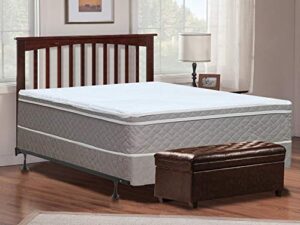 mayton 10-inch medium plush eurotop pillowtop innerspring mattress and 8" wood boxspring/foundation set, with frame full size